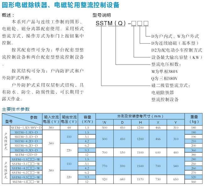 圓形電磁除鐵、電磁輪用整流控制設(shè)備